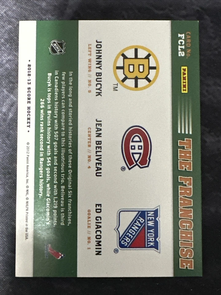 2012-13 Score The Franchise Original Six FCL2 Bucyk / Beliveau / Giacomin - Image 2 of 2