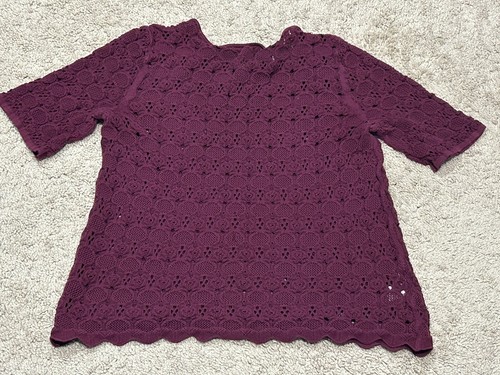 Loft Damen Shirt Petite Größe Small rot offen Strick leicht Kurzarm - Bild 8 von 11