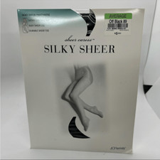 Vtg nwt JCPenney Sheer Caress Silky Sheer Pantyhose Off Black 89 average Control