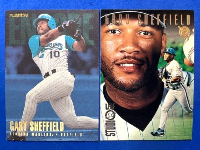 Gary Sheffield 1996 Fleer Update & 1996 Leaf Studio Baseball - Marlins