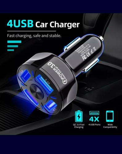 FAST CAR CHARGER 4 USB Port 12V/32V Fast Adapter 7A Universal Socket Adapter - Picture 3 of 5
