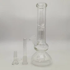 24cm Thick Clear Glass Bong Water Pipe Smoking Pipes Hookah Percolator Bongs New