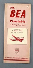 BEA BRITISH EUROPEAN AIRWAYS FLUGPLAN HAUPTDIENSTE JUNI 1954