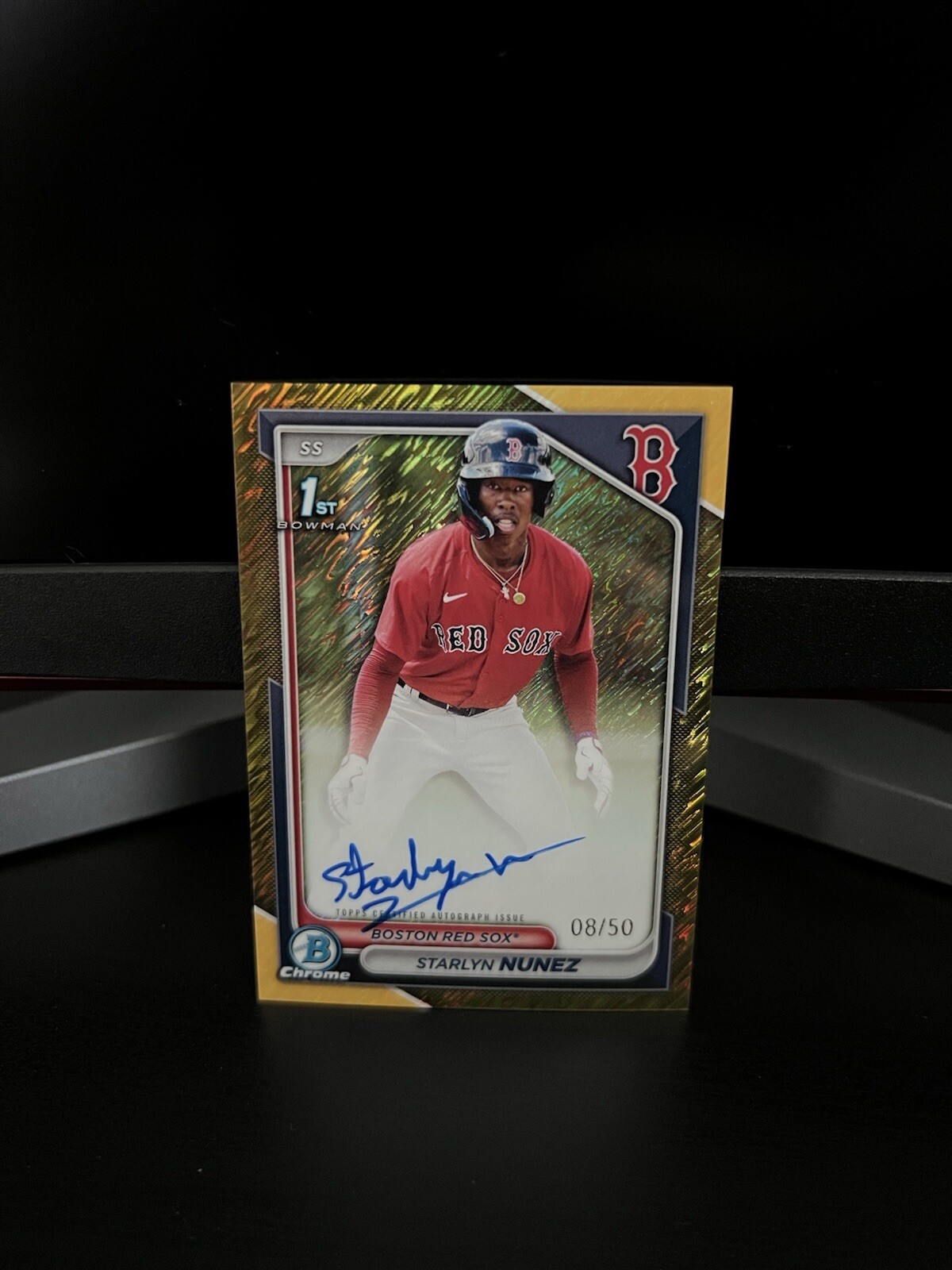 2024 Bowman Chrome Starlyn Nunez GOLD Shimmer 1st Auto /50 Boston Red Sox