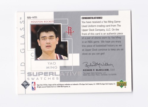2003-04 UD Glass Superlative Swatches #SSYM Yao Ming Houston Rockets - Picture 2 of 2