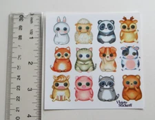 Violette Stickers - BIG EYED BABY ANIMAL - 4x4 Square NEW RELEASE Stickers #K216