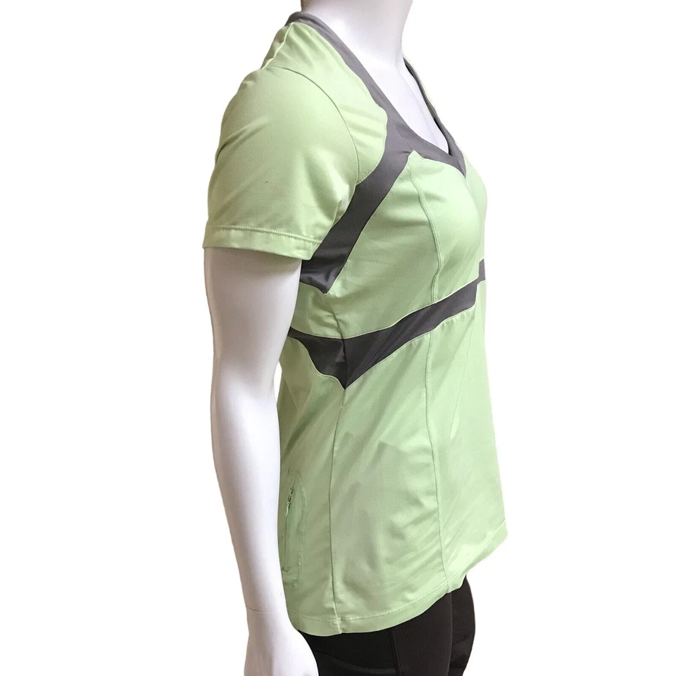 Camiseta de corrida verde Sugoi com bolso manga curta feminina tamanho grande - Imagem 2 de 4