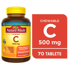 Nature Made Vitamin C 500 mg Chewable Tablets, Dietary Supplement, 70 Count