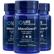 MacuGuard Ocular Support with Saffron 3X60 gels Phospholipids Life Extension