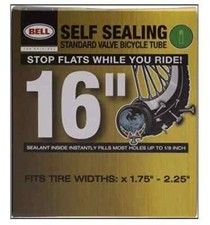 Bell Sports 16" Self-Sealing Bicycle Tube Universal Fits Tire Widths 1.75-2.25"