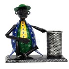 KRAFTSKALA Iron Pen Stand Decorative Showpiece,Stationery Holder for Desk, Blue