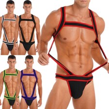 Mens Bodysuit Jockstrap Wrestling Singlet Body Chest Harness Jumpsuit Underwear