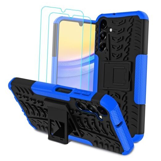 for Samsung Galaxy A15 5G Case with 2 Pack Screen Protector,Military Grade Blue