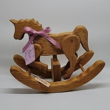 NWT Oak Wood Handcrafted Small Rocking Horse See Video 