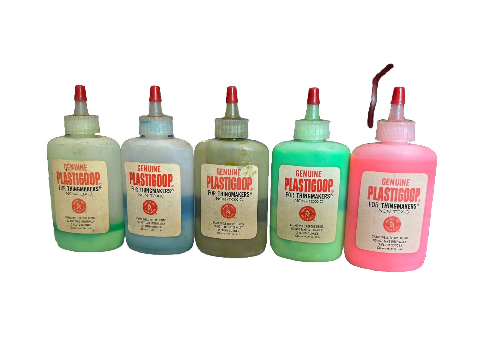 Mattel 1960s Thingmaker Plastigoop Bottles Original Labels Creepy