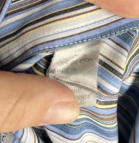 Martin Gordon Shirt Men’s Large Blue University Stripes Long Sleeve Button Up - Picture 6 of 9