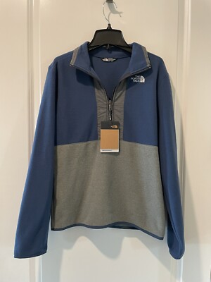 The North Face Boy's Teen Glacier 1/2 Zip Fleece Pullover Shady Blue NWT Size L