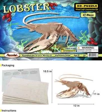   3D Wooden Puzzles, Model  easy Self  Assembly Creative Toy & Hobby- Lobster