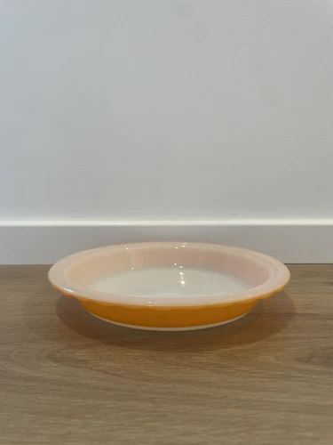 Vintage Pyrex Crown Orange Pie Dish 22.8cm Tart Flan Quiche Scalloped Edge