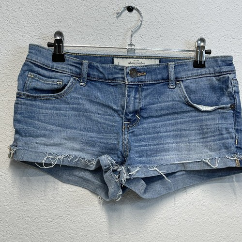 Abercrombie u0026 Fitch Low Rise Cuffed Jean Shorts Womens Cut Off Distressed  26 2” | eBay