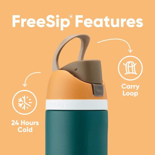 Botella de agua de acero inoxidable aislada Freesip con pajita para deportes, viajes, un - Imagen 4 de 11