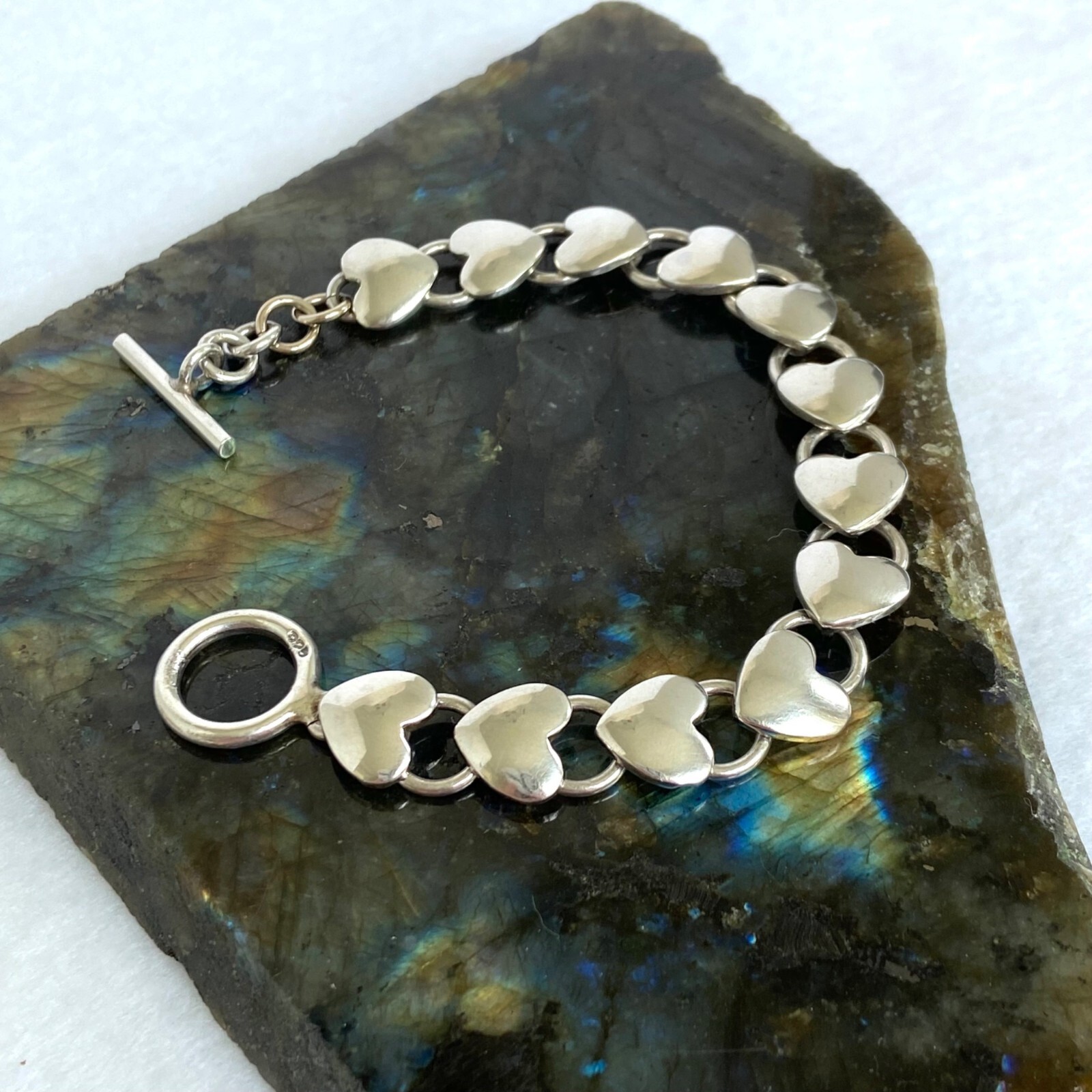 Solid Sterling Silver 925 Stacking Heart Link Tog… - image 13