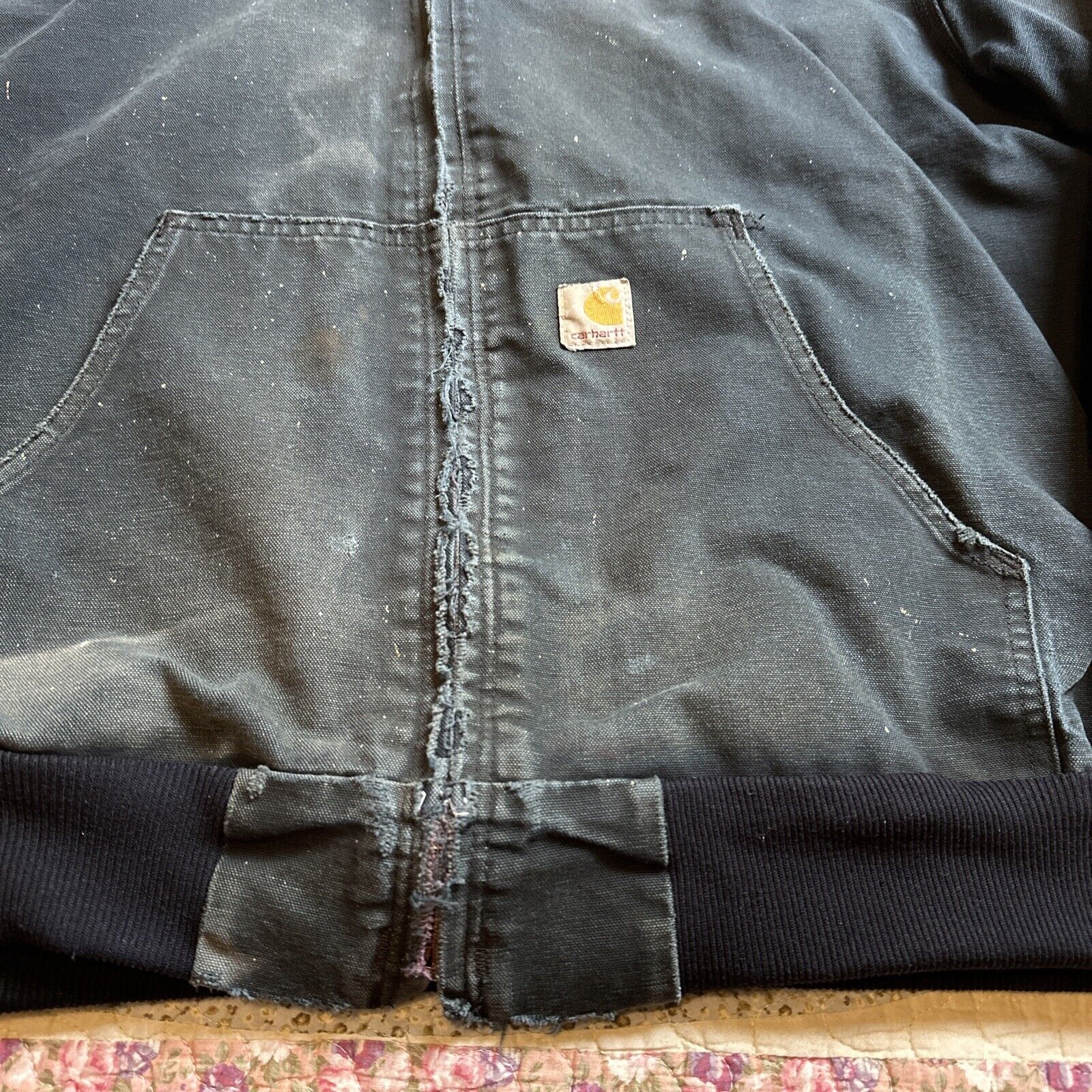 Vintage Carhartt J131 Hooded Work Jacket Black Sz… - image 4