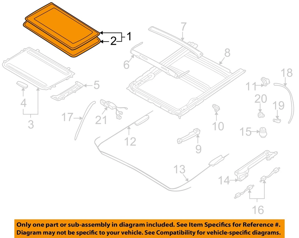 Roof Glass OEM 2002 2003 2004 2005 2006 Infiniti Q45 - Image 3 of 4