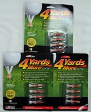 4 Yards More Golf Tees 1 3/4" - Red - 3 Packs of 4 Tees - 11925 