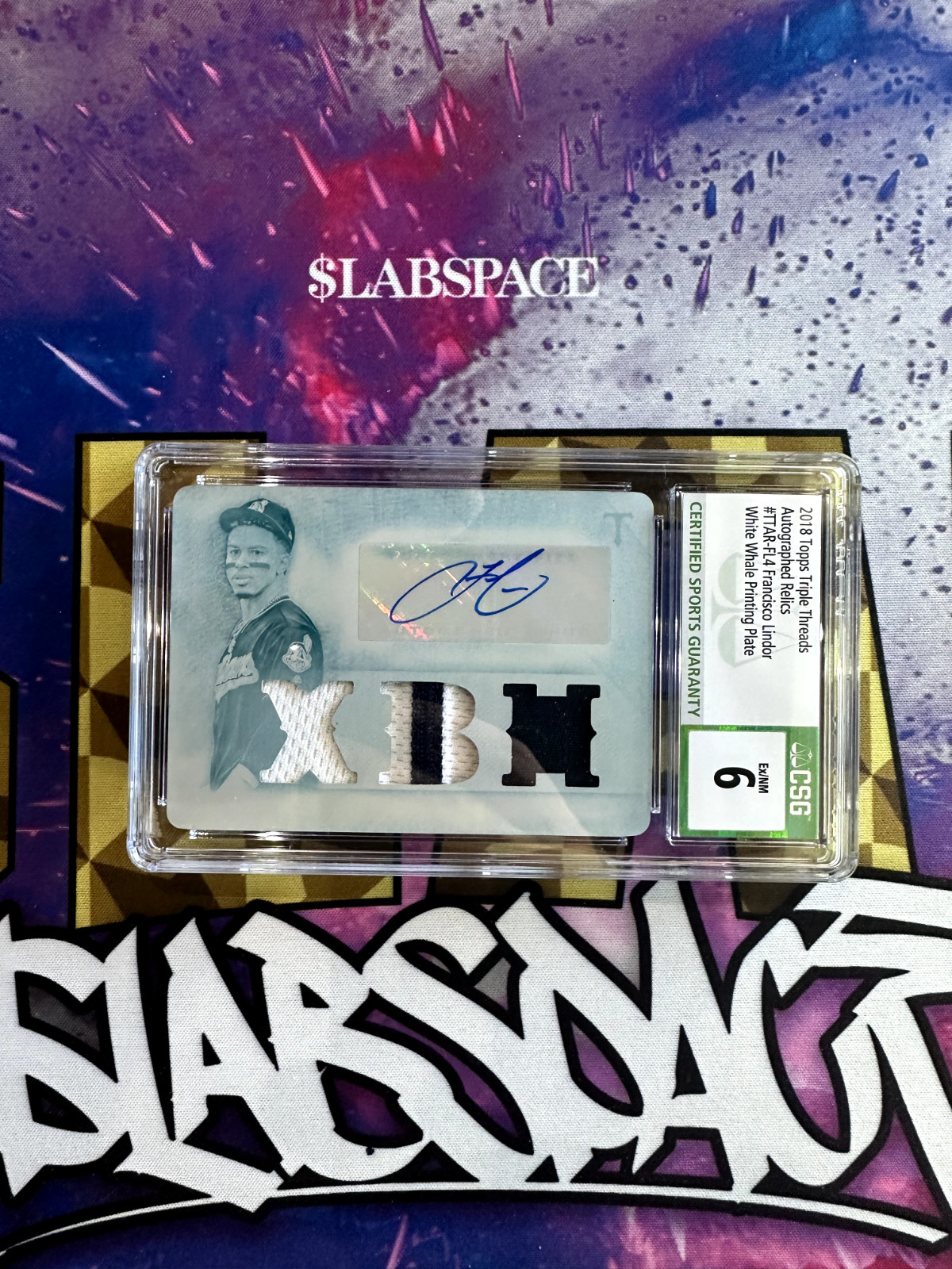 2018 TOPPS TRIPLE THREADS FRANCISCO LINDOR WHITE WHALE PRINTING PLATE 1/1 CSG 6