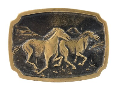 Vintage BTS Solid Brass Horse Head Belt Buckle. Unisex. Vintage Horse & Foal Solid Brass BTS Belt Buckle - Etsy main image 2