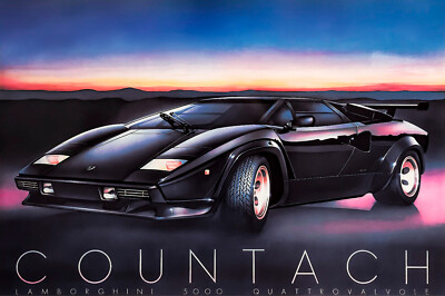 Lamborghini Countach RETROWAVE Reprint POSTER  FREE SHIPPING #2