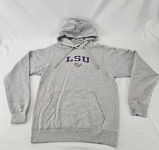 unisex-adult LSU Tigers Arch Over Heather Gray Pullover Hoodie, Long Sleeve Sz S