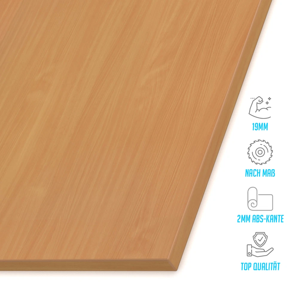 X57 Dekorplatte Buche 19mm - Spanplatte - Tischplatte - 2mm ABS Kante - nach Maß - Bild 2 von 3