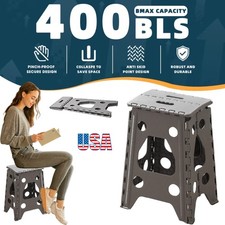 Folding Step Stool Portable Non Slip Plastic Footstool Kitchen Bathroom Camping
