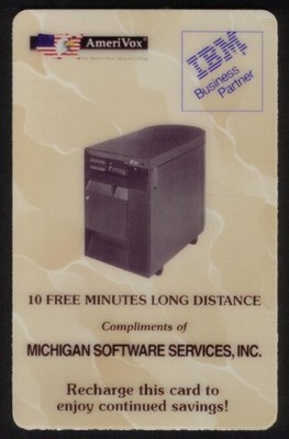 Michigan Software Services, Inc: IBM Computer & Logo PROOF Phone Card