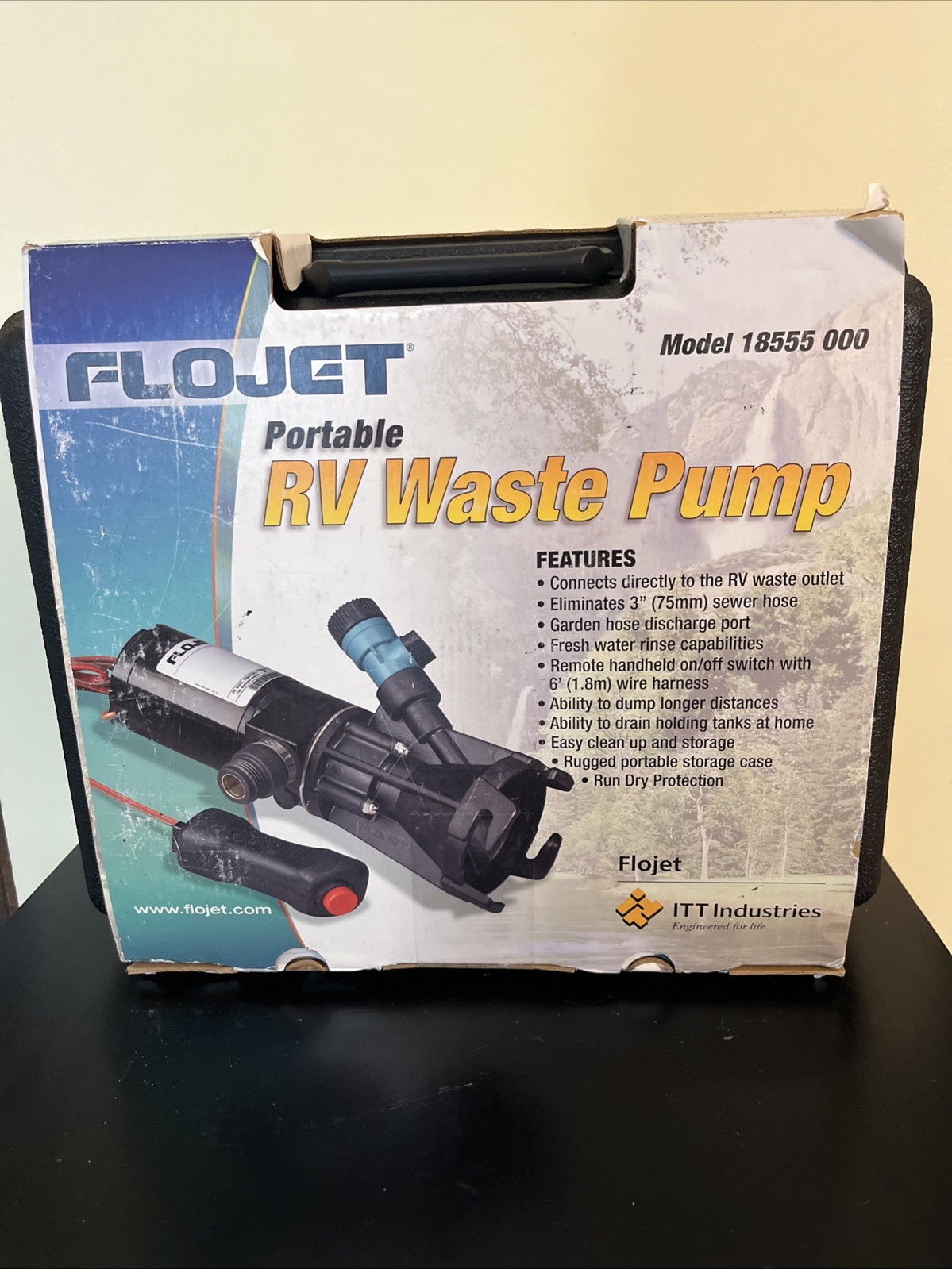 NEW! FLOJET Portable RV Waste Pump w/Hard Case 12V DC 18555000