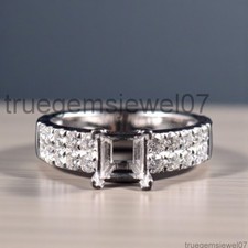 Princess Cut 6x6mm Semi Mount Engagement Ring 925 Sterling Silver Women Ring
