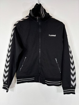 HUMMEL Jumper Men's LARGE Zip-Up Zip Pockets Long Sleeves Regular Fit Black