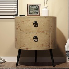 Round Side Table with Drawers Night Stand Storage Accent End Table Bedside Table