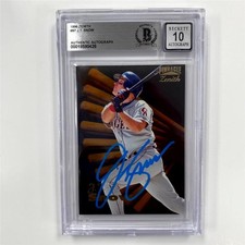 J.T. Snow signed 1996 Pinnacle Zenith #97 Card Angels ~ Beckett BAS 10 Auto
