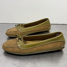 L.L.BEAN Women Suede Leather Flat Ballet Driving Boat Moc Loafer Size 8.5 -READ