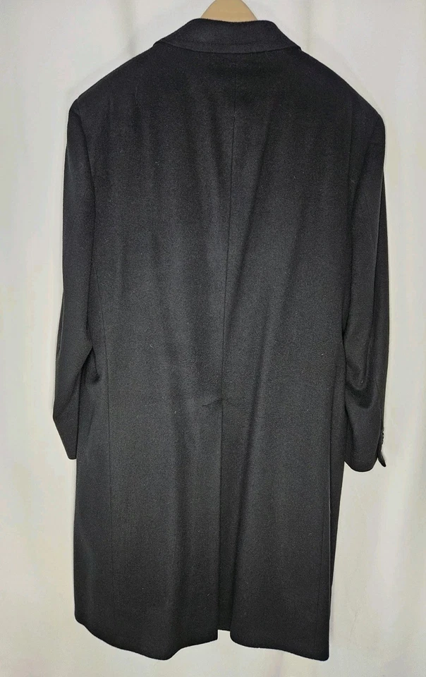 Vintage Hart Schaffner Marx Overcoat Coat Men's 46R Black Virgin Wool Union USA - Image 4 of 4