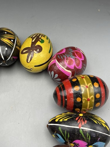 Vintage Holz Pysanky Ostereier handbemalt Designs Volkskunst Jungfrau Maria - Bild 11 von 14