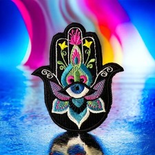 Hamsa Spiritual Hand Lotus Flower Patch 4" X 3"