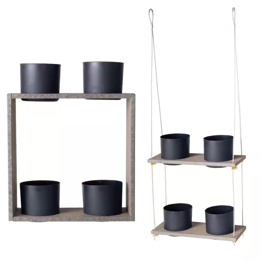 Urban Garden 2 12 In. Modern Stone Gray Composite Resin Garden Case 2-Garden She