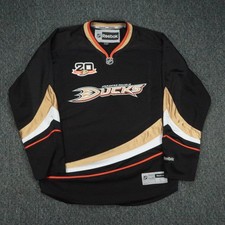 Anaheim Ducks Jersey Mens Large Black 20 Year 20th Anniversary Reebok NHL Hockey