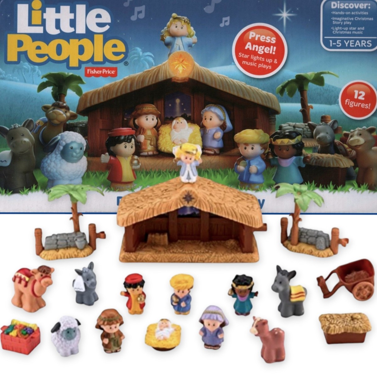 Fisher-Price Little People Deluxe Christmas Story J2404 - Carro da gioco di ricambio marrone per presepe