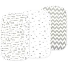 Soft Organic Cotton Bassinet Sheets - 3-Pack for Rectangle Oval Mattresses