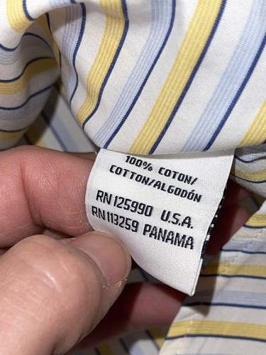 Faconnable Dress Shirt Mens Medium Yellow Blue Stripe Classique Long Sleeve - Picture 5 of 7